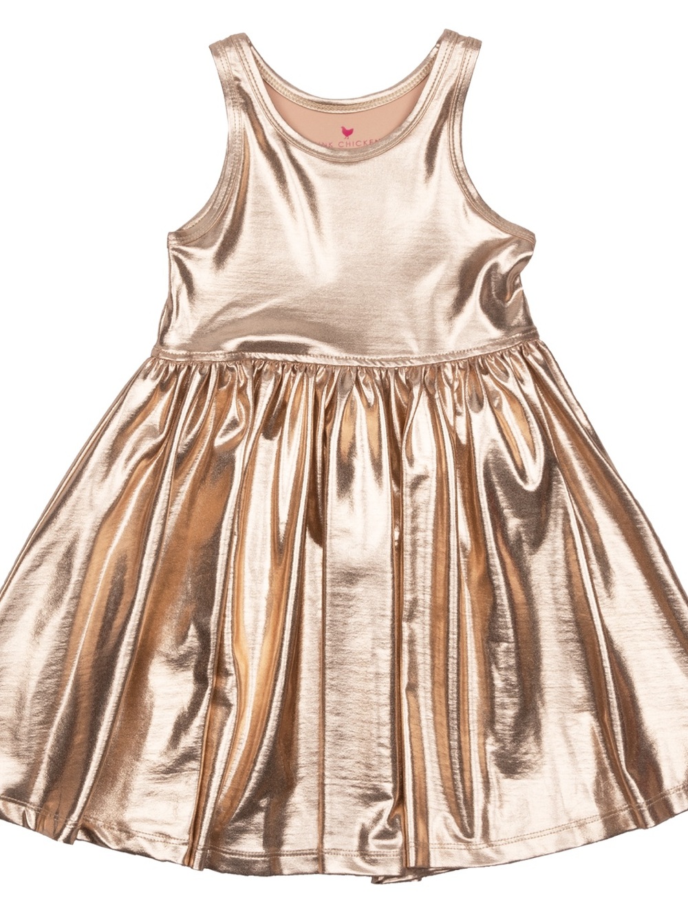 Pink Chicken Metallic Gold Tank Dress for Girls